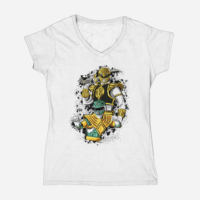 Two Rangers One Person-Womens-V-Neck-Tee-nickzzarto