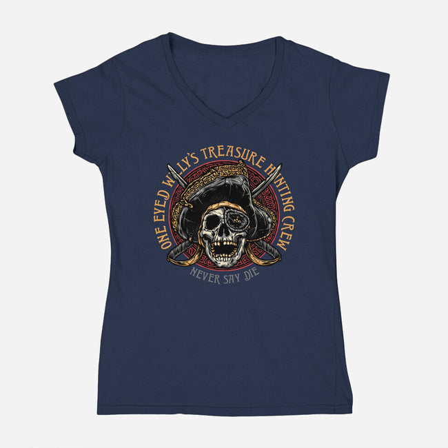 Treasure Hunting Crew-Womens-V-Neck-Tee-glitchygorilla