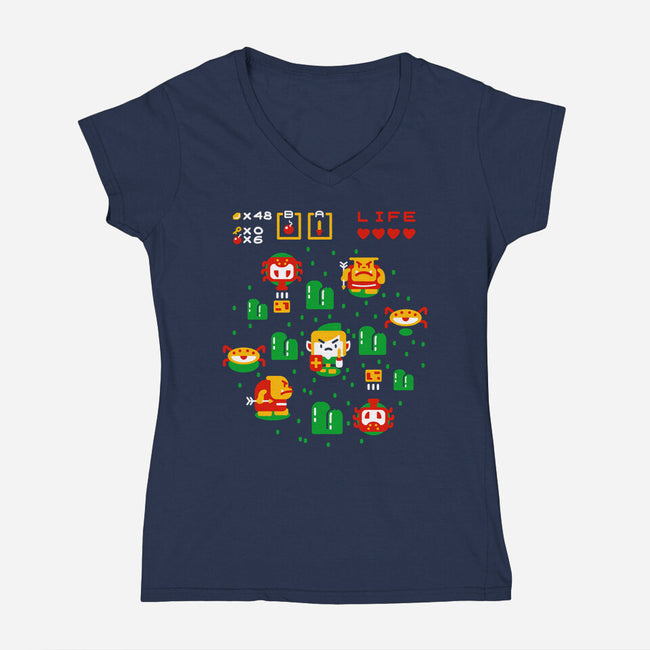 The Big Hero-Womens-V-Neck-Tee-demonigote