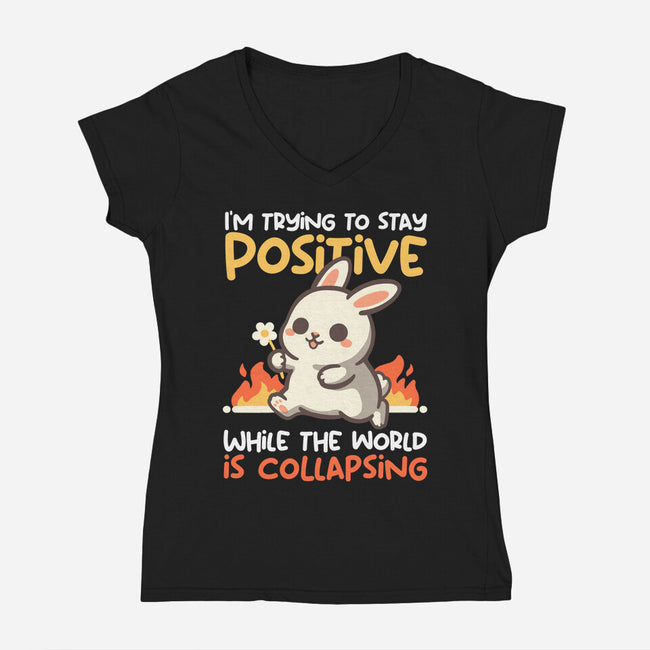 Trying To Stay Positive-Womens-V-Neck-Tee-NemiMakeit