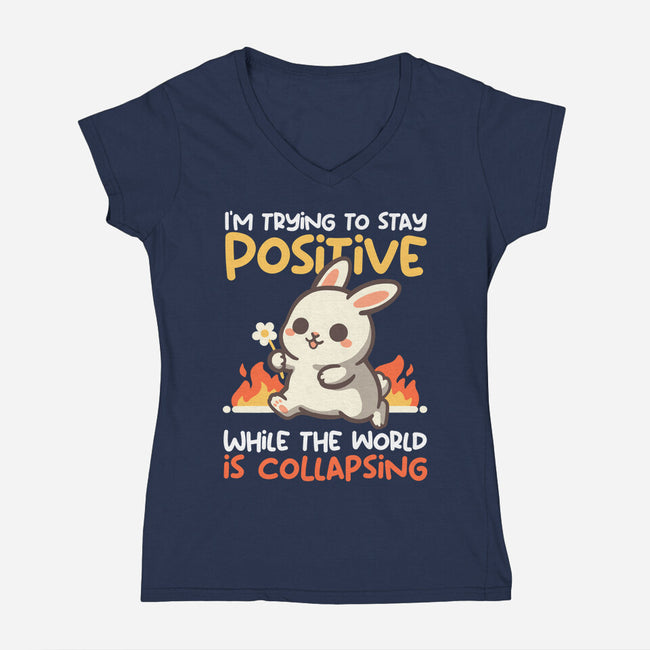 Trying To Stay Positive-Womens-V-Neck-Tee-NemiMakeit