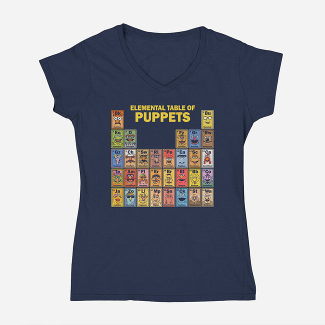 Elemental Table Of Puppets-Womens-V-Neck-Tee-kg07