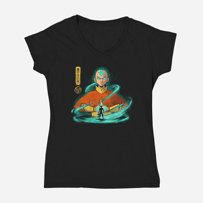 Rise Of The Avatar-Womens-V-Neck-Tee-grevalra