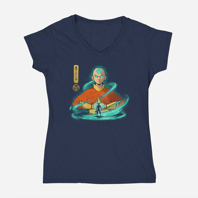 Rise Of The Avatar-Womens-V-Neck-Tee-grevalra