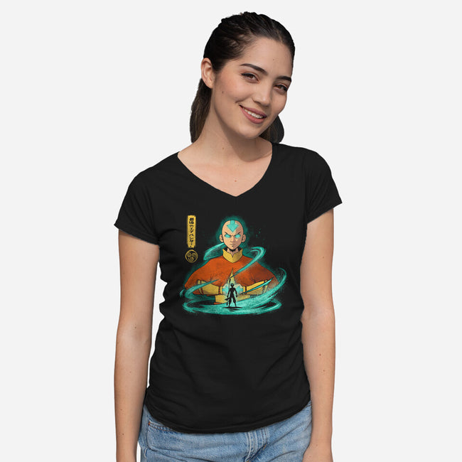 Rise Of The Avatar-Womens-V-Neck-Tee-grevalra