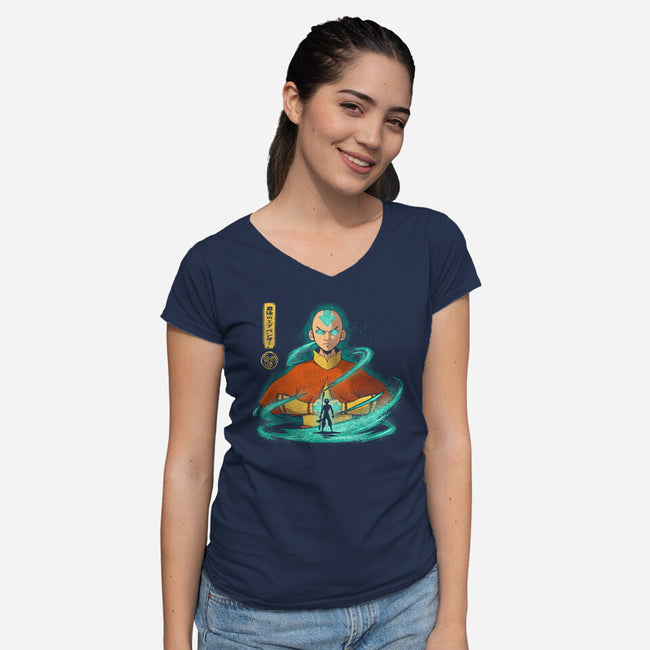 Rise Of The Avatar-Womens-V-Neck-Tee-grevalra