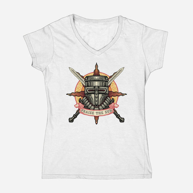 Mark Of The Sunborn-Womens-V-Neck-Tee-glitchygorilla