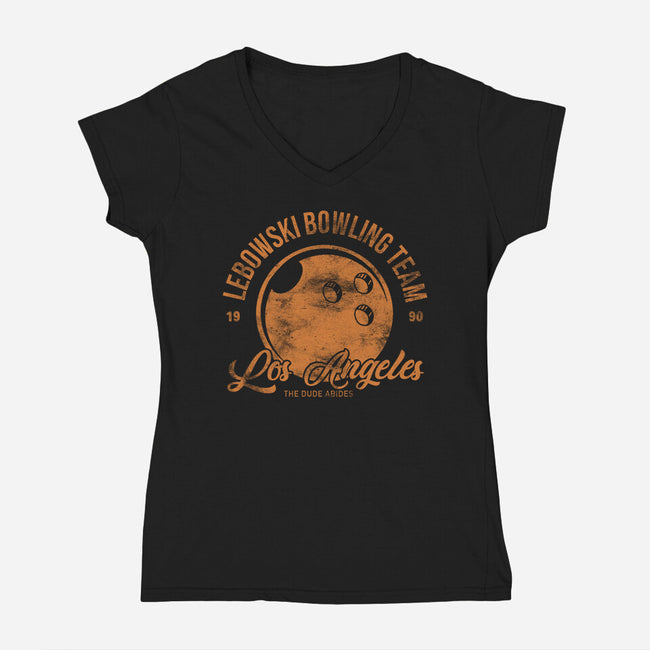 Lebowski Bowling Team-Womens-V-Neck-Tee-fanfreak1