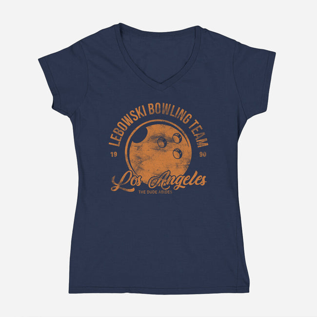 Lebowski Bowling Team-Womens-V-Neck-Tee-fanfreak1