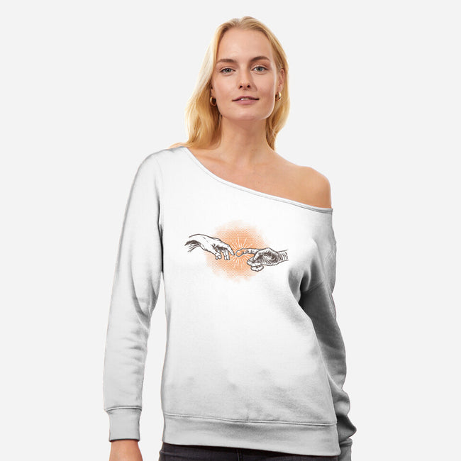 First Contact-Womens-Off Shoulder-Sweatshirt-glitchygorilla