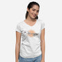 First Contact-Womens-V-Neck-Tee-glitchygorilla