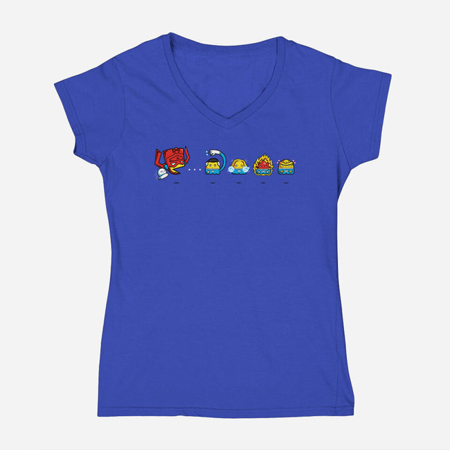Pac-Tastic Four-Womens-V-Neck-Tee-krisren28