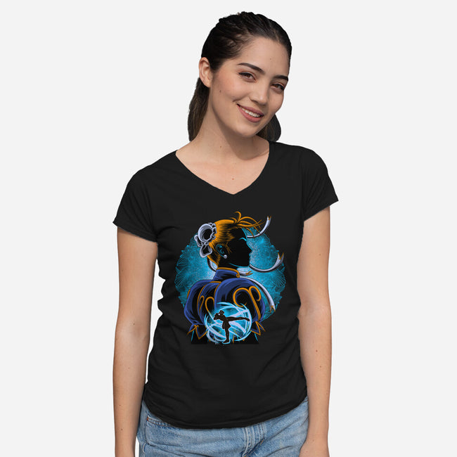 Undercover Fighter-Womens-V-Neck-Tee-rmatix