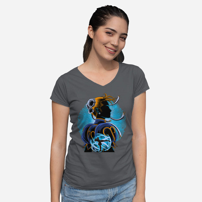 Undercover Fighter-Womens-V-Neck-Tee-rmatix