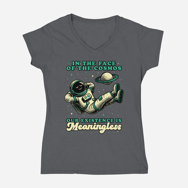 Existential Crisis Astronaut-Womens-V-Neck-Tee-Studio Mootant