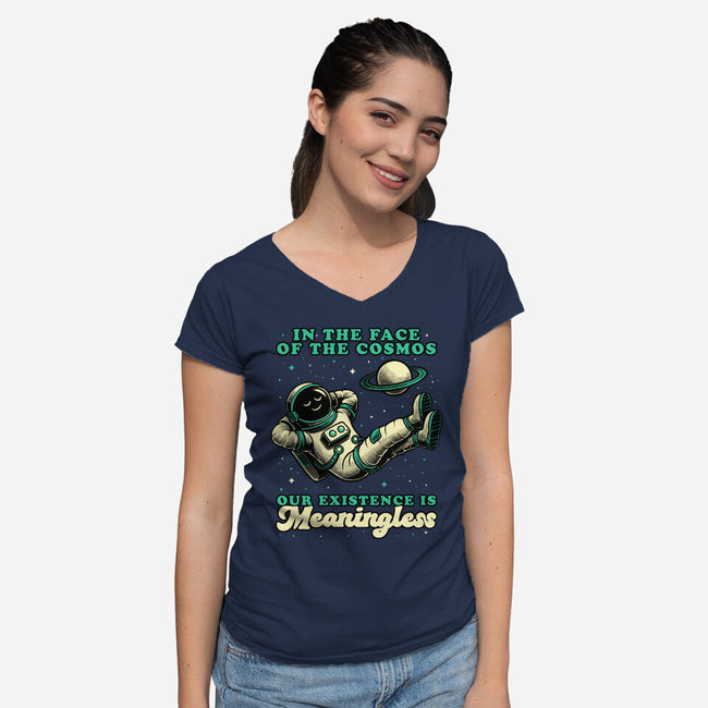 Existential Crisis Astronaut-Womens-V-Neck-Tee-Studio Mootant