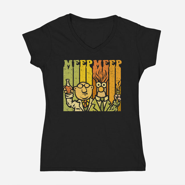 Vintage Scientists-Womens-V-Neck-Tee-kg07