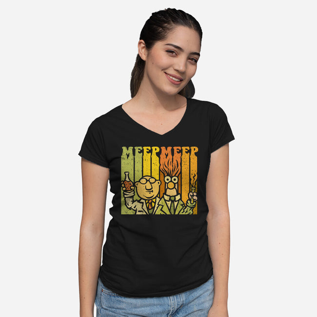 Vintage Scientists-Womens-V-Neck-Tee-kg07