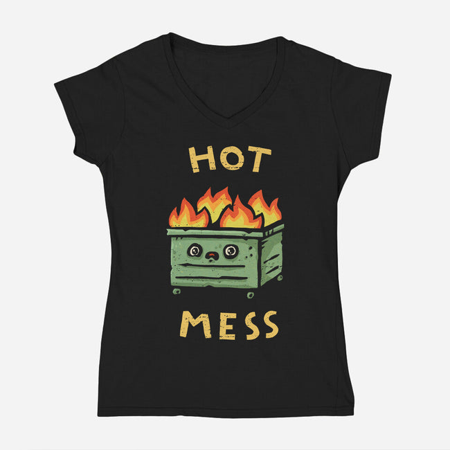 Flaming Hot Mess-Womens-V-Neck-Tee-kg07
