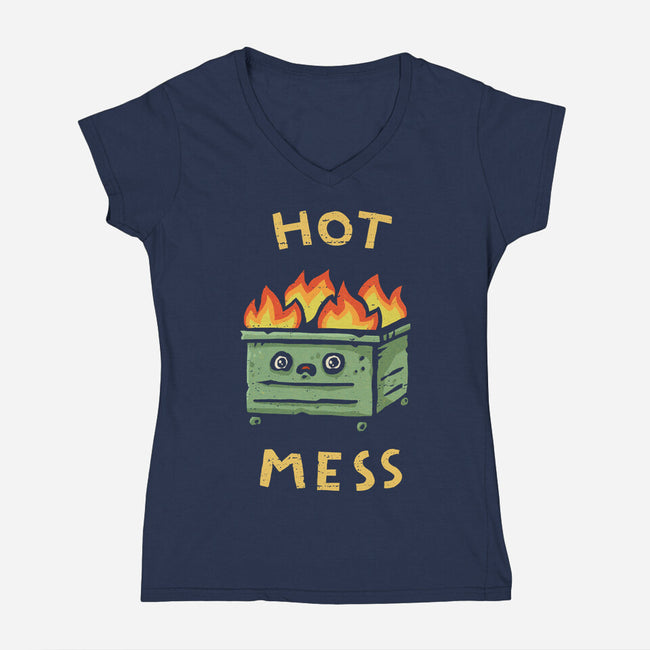 Flaming Hot Mess-Womens-V-Neck-Tee-kg07