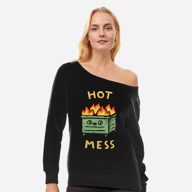 Flaming Hot Mess-Womens-Off Shoulder-Sweatshirt-kg07