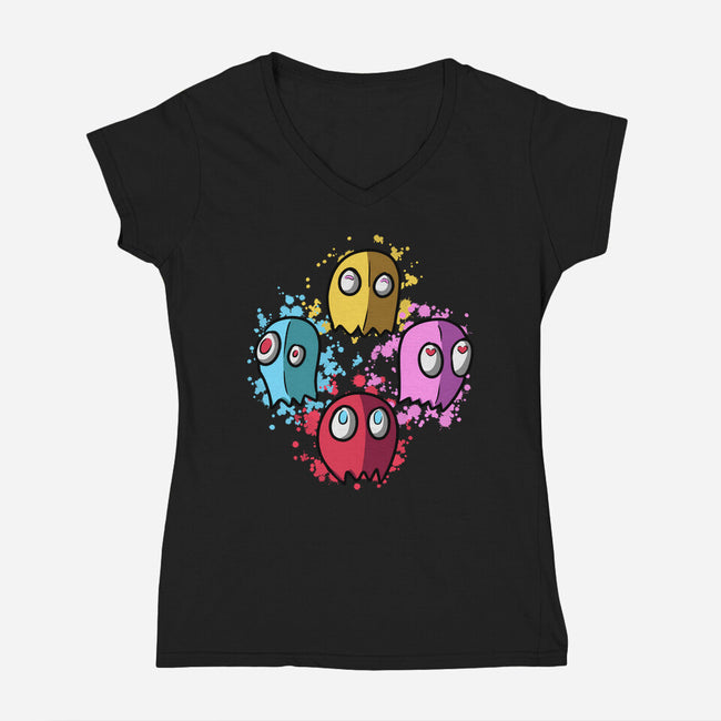 Bohemian Ghosts-Womens-V-Neck-Tee-nickzzarto