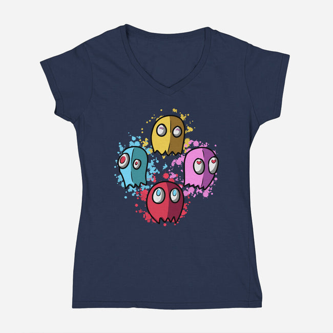 Bohemian Ghosts-Womens-V-Neck-Tee-nickzzarto