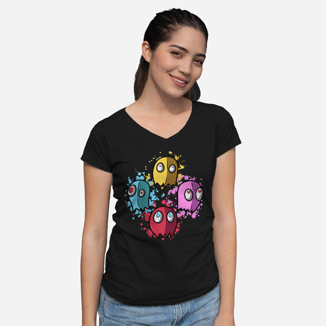 Bohemian Ghosts-Womens-V-Neck-Tee-nickzzarto