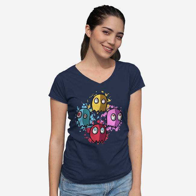 Bohemian Ghosts-Womens-V-Neck-Tee-nickzzarto