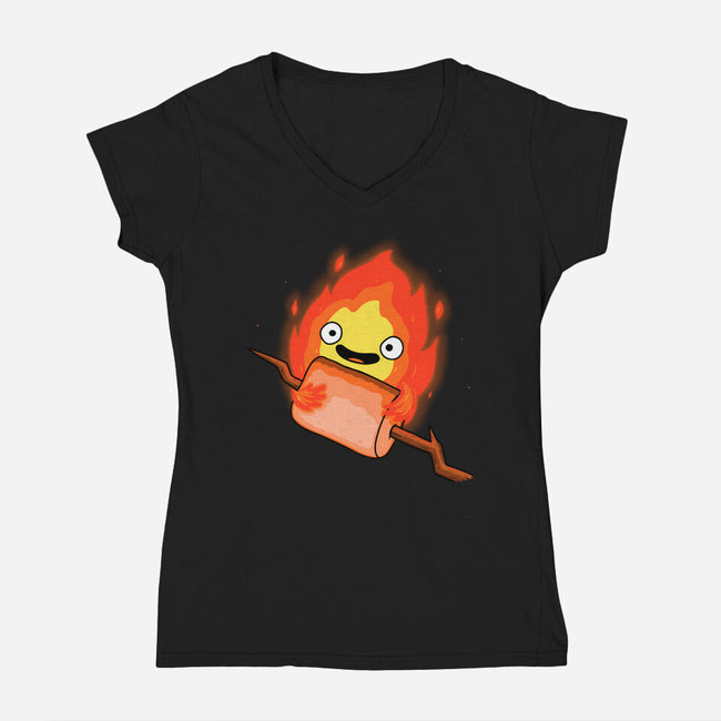 Camp Demon-Womens-V-Neck-Tee-Raffiti