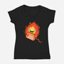 Camp Demon-Womens-V-Neck-Tee-Raffiti