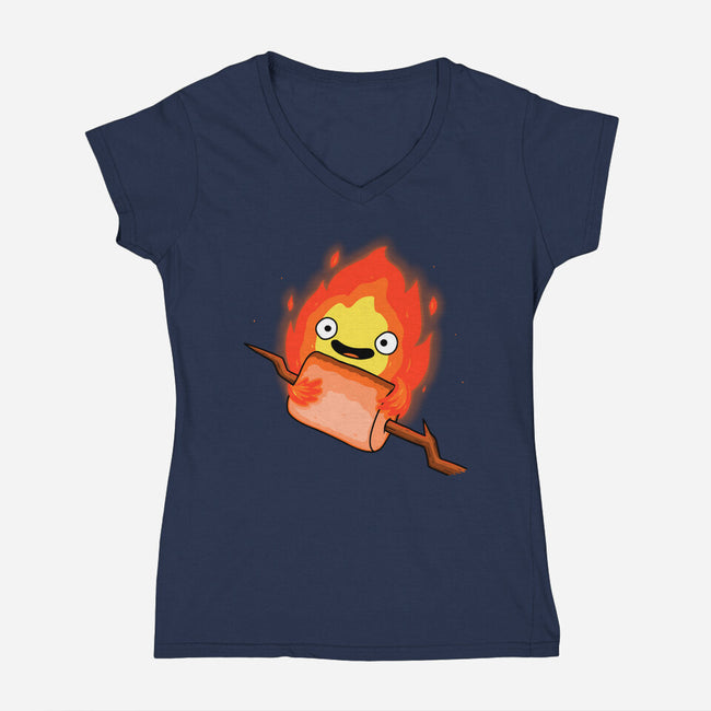 Camp Demon-Womens-V-Neck-Tee-Raffiti