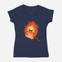 Camp Demon-Womens-V-Neck-Tee-Raffiti