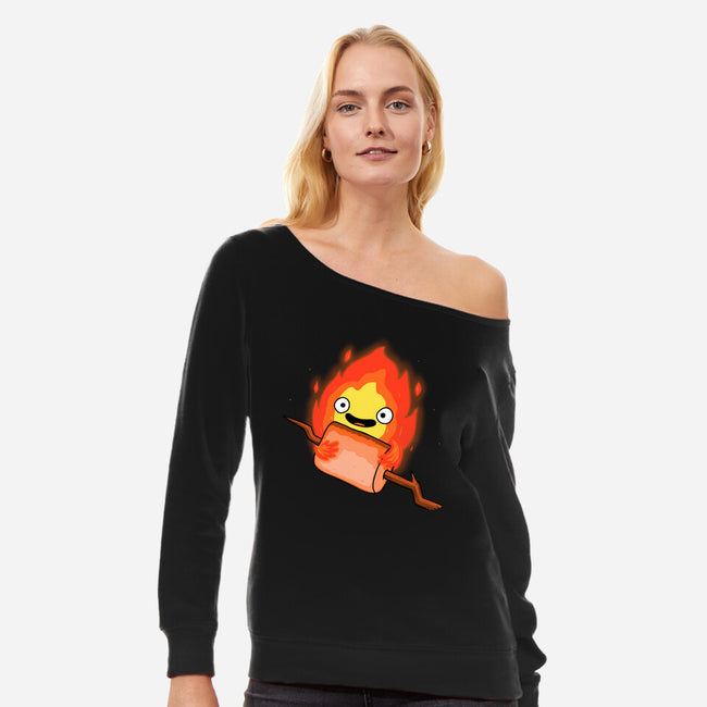 Camp Demon-Womens-Off Shoulder-Sweatshirt-Raffiti