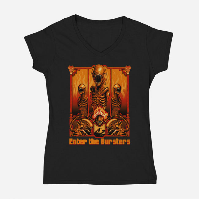 Enter The Bursters-Womens-V-Neck-Tee-daobiwan