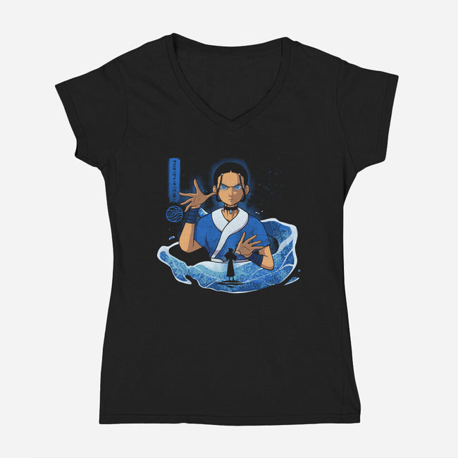 The Master Waterbender-Womens-V-Neck-Tee-grevalra