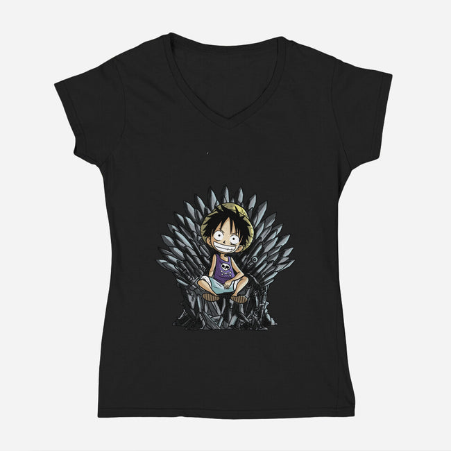 King Of Pirates Throne-Womens-V-Neck-Tee-fanfabio