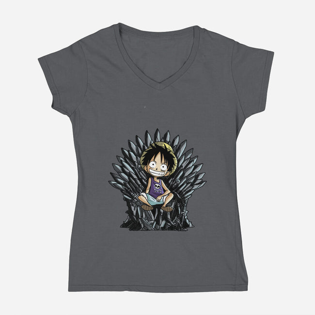 King Of Pirates Throne-Womens-V-Neck-Tee-fanfabio