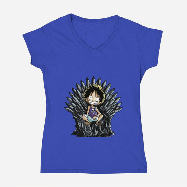 King Of Pirates Throne-Womens-V-Neck-Tee-fanfabio