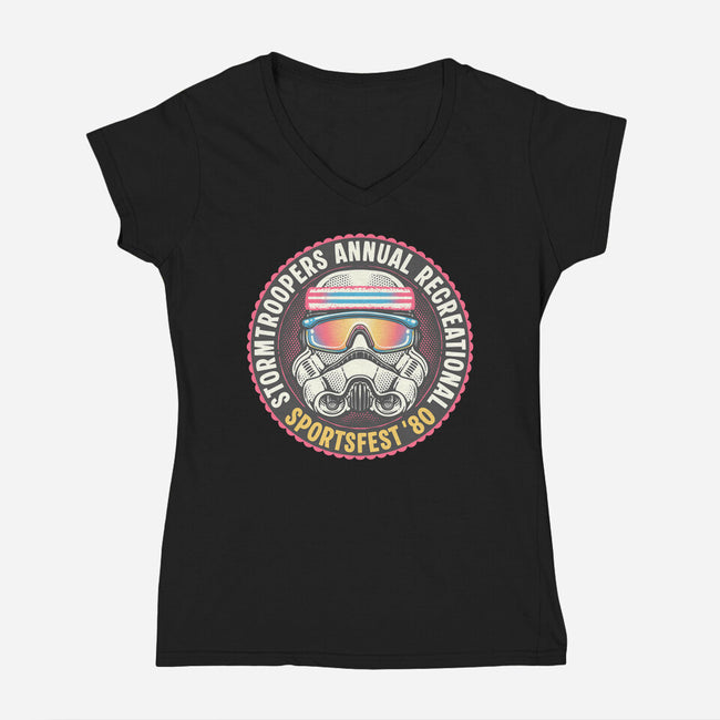 Troopers Sportsfest-Womens-V-Neck-Tee-glitchygorilla