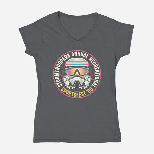 Troopers Sportsfest-Womens-V-Neck-Tee-glitchygorilla