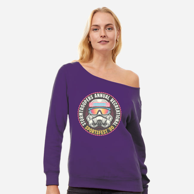 Troopers Sportsfest-Womens-Off Shoulder-Sweatshirt-glitchygorilla