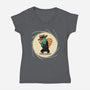 The Spy With The Golden Tail-Womens-V-Neck-Tee-glitchygorilla