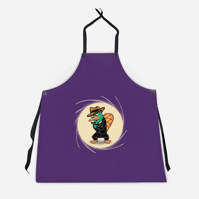 The Spy With The Golden Tail-Unisex-Kitchen-Apron-glitchygorilla