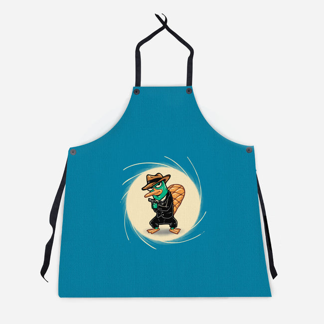 The Spy With The Golden Tail-Unisex-Kitchen-Apron-glitchygorilla