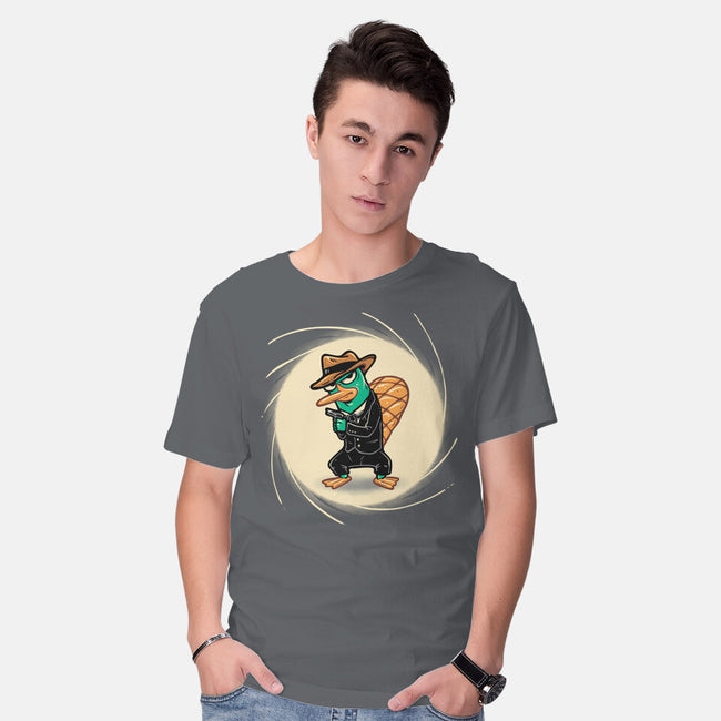 The Spy With The Golden Tail-Mens-Basic-Tee-glitchygorilla