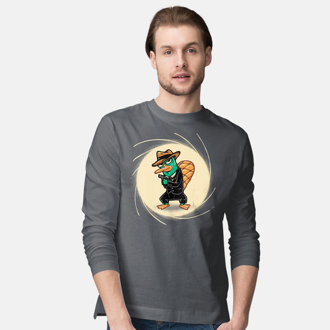 The Spy With The Golden Tail-Mens-Long Sleeved-Tee-glitchygorilla
