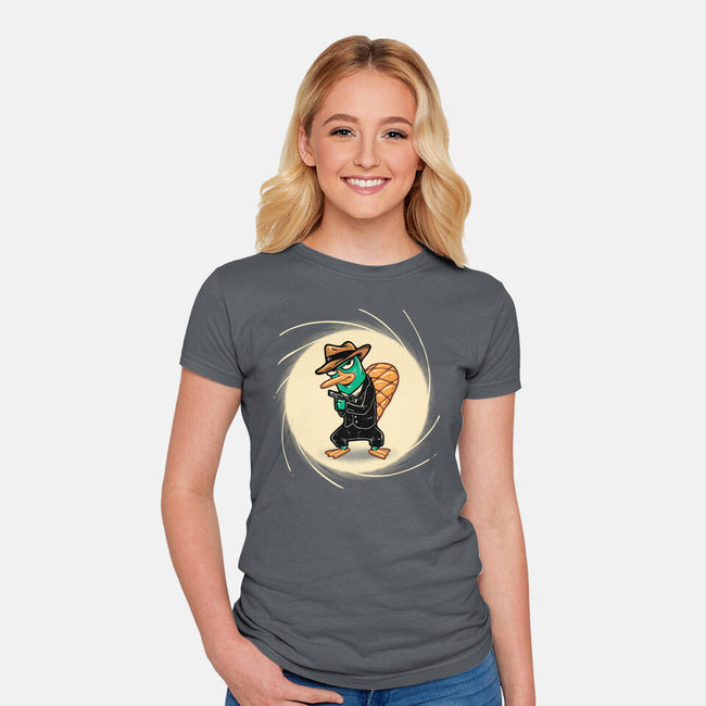 The Spy With The Golden Tail-Womens-Fitted-Tee-glitchygorilla