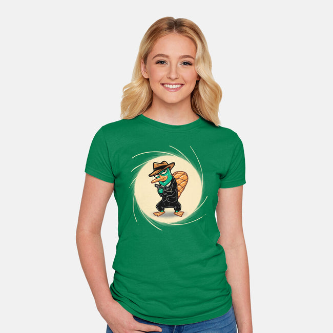 The Spy With The Golden Tail-Womens-Fitted-Tee-glitchygorilla