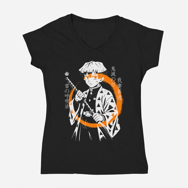 Thunder Breath Ninja-Womens-V-Neck-Tee-Eoli Studio